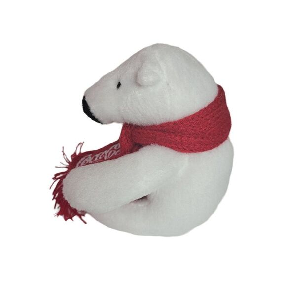 Coca Cola Plush 4.5” White Polar Bear Red Scarf Holiday - Picture 3 of 8